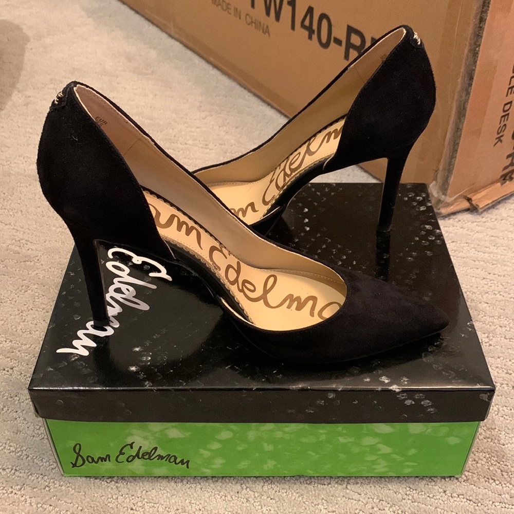 Sam Edelman Black Suede Harrah Heels Size 8.5 8 1/2 with Box